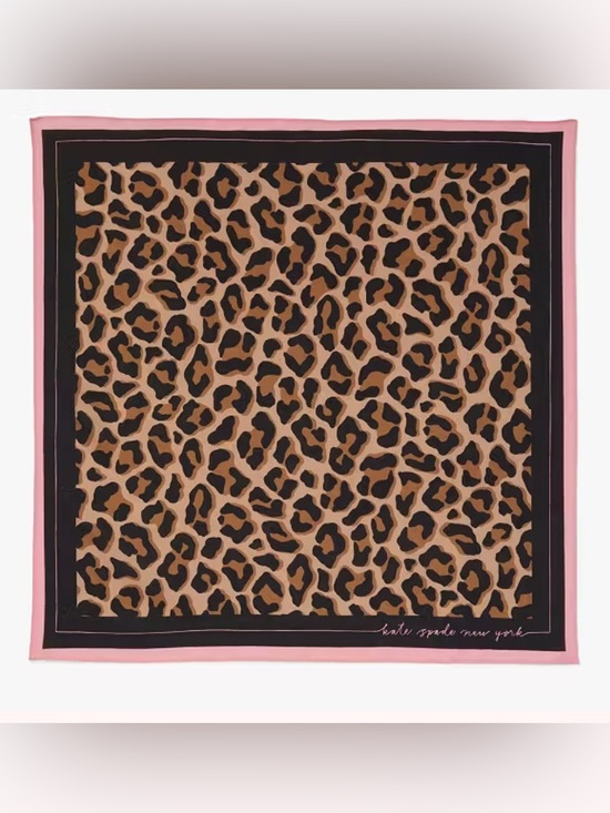 kate spade Accessories - Kate Spade New York Leopard Print Cotton Silk Bandana Scarf Pink Trim NW